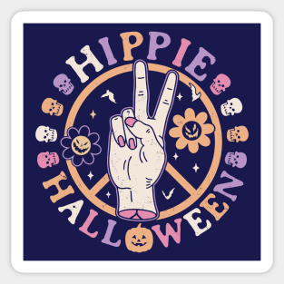 Hippie Halloween Pumpkin Retro Groovy Flower Peace Sign Sticker